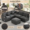 85.4" Modular Sectional Sofa Bed with Ottoman, USB Ports – Convertible L/U-Shaped Chenille Sofa for Living Room - 4 of 4
