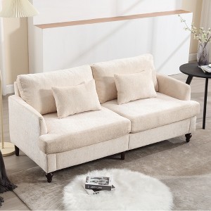 MOONMISS Mid Century Modern chenille Fabric Upholstered Loveseat sofa, for Living Room,Brown wood feet sofa for Bedroom,Reading - 1 of 4