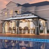 Aoxun 12x20 Hardtop Gazebo with Curtains & Netting, Double Polycarbonate Roof & Aluminum Frame, All-Weather Outdoor Pavilion - 2 of 4
