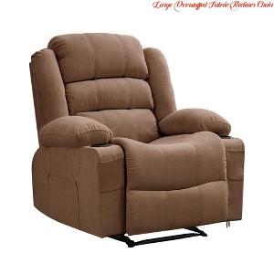 Adult Manual Pull Tab Recliner Chair w/ 3-Position Recline, Widen Overstuffed Single Sofa Lounge Chair w/2 Cup Holder - 1 of 4