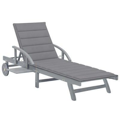 vidaXL Patio Sun Lounger with Cushion Solid Acacia Wood
