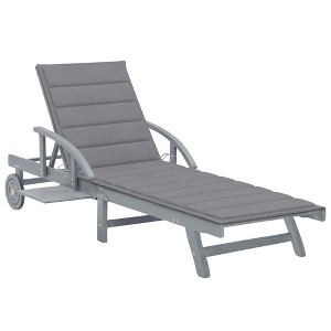 vidaXL Patio Sun Lounger with Cushion Solid Acacia Wood - 1 of 4