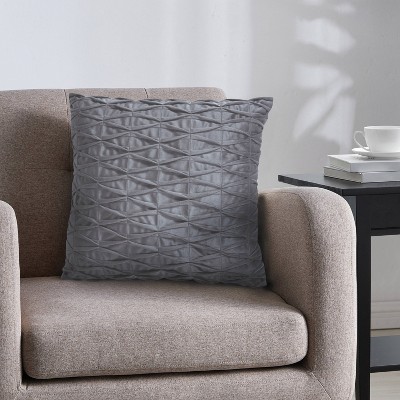 18"x18" Smocked Geo Square Throw Pillow Gray - VCNY Home