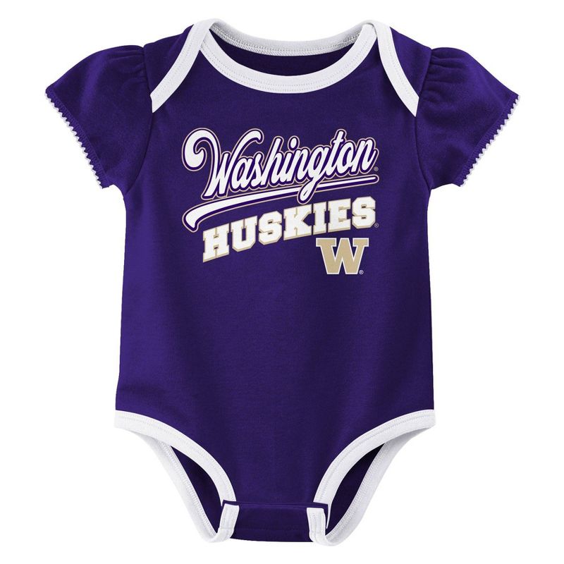 NCAA Washington Huskies Infant Girls&#39; 3pk Bodysuit, 4 of 5