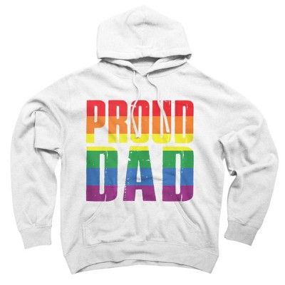 Adult Design By Humans Rainbow Pride Proud Dad By Luckyst Pullover Hoodie - White - Small