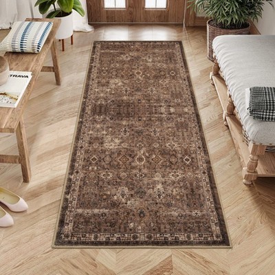 Washable Area Rugs for Living Room Vintage Floral Large Area Rug Boho Non-Slip Foldable Carpet Soft Thin Printed Indoor Rugs for Dining Room