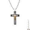 Steeltime 24" Men's  18k gold plated andblack ipstainless steel crucifix pendant - 2 of 3