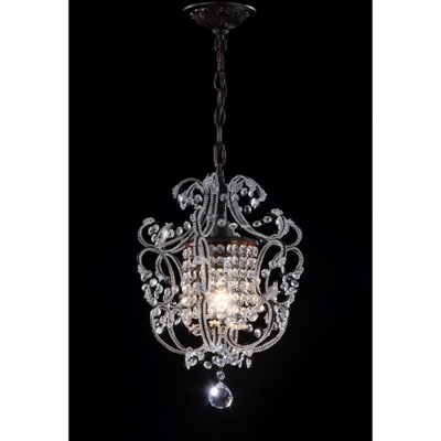 Luna 12" Brown Iron and Crystal Adjustable Chandelier
