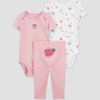 Carter's Just One You® Baby Girls' Ladybug Floral Top & Bottom Set - Pink