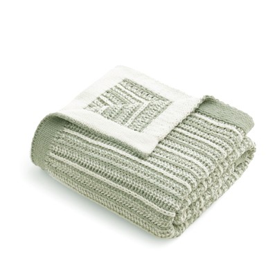 Amelie Home Chenille Knit Throw Blanket, Striped Cozy Decorative Throw for Sofa, Bed & Living Room