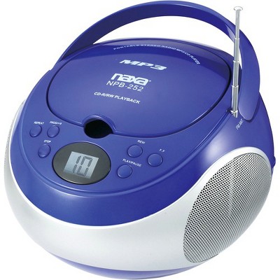 Naxa Portable MP3/CD Player with AM/FM Stereo Radio - 1 x Disc - 2.40 W Integrated Stereo Speaker - Blue - CD-DA, MP3 - Auxiliary Input