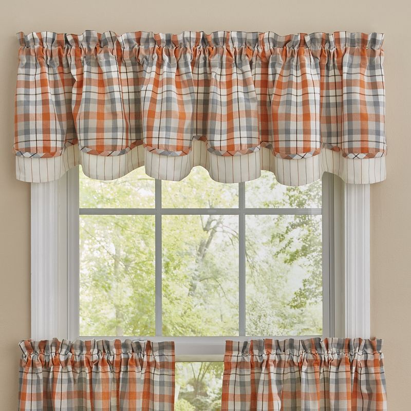 Park Designs Apricot & Stone Lined Layered Valance 72” x 16”, 2 of 4
