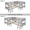Twin Over Twin Size L-Shaped Bunk Bed with Ladder, Space-Saving Wooden Bunk Bed for Kids and Teens, White/Gray - ModernLuxe - 3 of 4