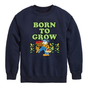 Boys' - Garfield - Born To Grow Graphic Long Sleeve Fleece Sweatshirt - 1 of 4