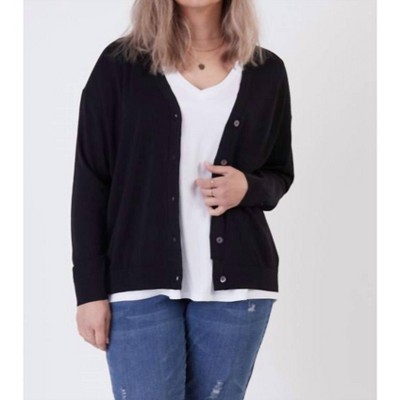 Women's LONG SLEEVE FINE GAUGE BUTTON FRONT CARDIGAN - Dex