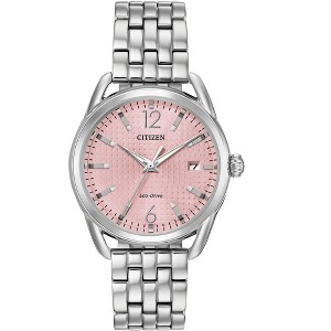 Citizen Ladies Eco-Drive Dress Classic Watch, Pink Dial, Silver-Tone Stainless Steel Case and Bracelet, 3 Hand, Date - 1 of 4