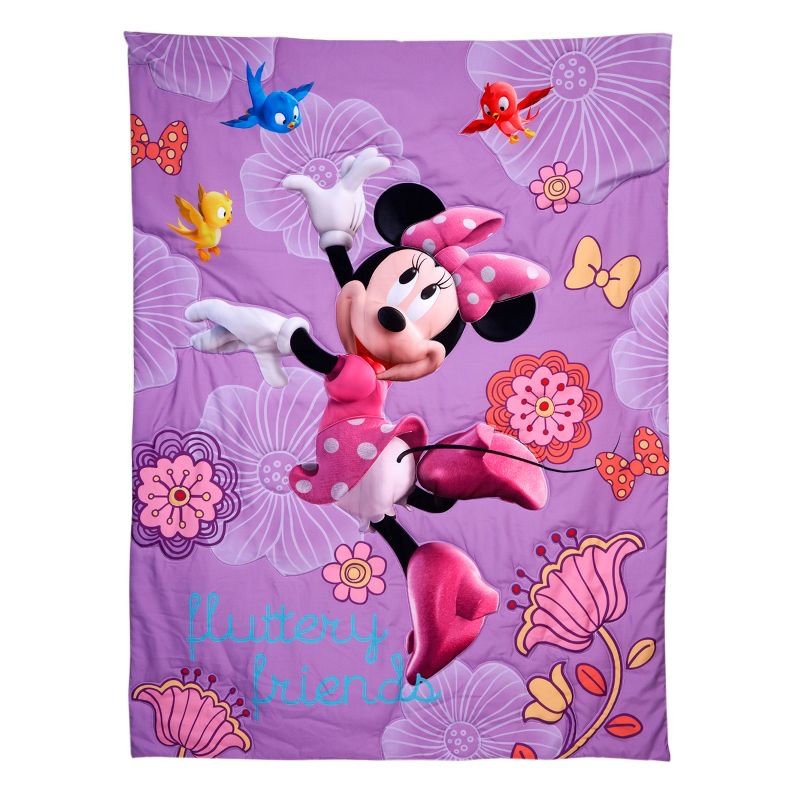 Disney Minnie Mouse Fluttery Friends  4 Piece Toddler Bed Set in Lavender and Pink, 2 of 7