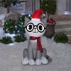 Gemmy Christmas Airblown Inflatable Nerdy Cat, 3.5 ft Tall, Grey - 2 of 3