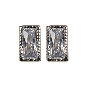 Adornia Rhodium Plated Baguette Rectangle Cut Stud Earrings - 1 of 2