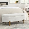 FURNIinspire Ottomans and Benches Oval Storage Bench with Rubber Wood Legs for Contemporary Living Room and Bedroom, Beige, 46.65"*18.11"*7.88" - 2 of 4