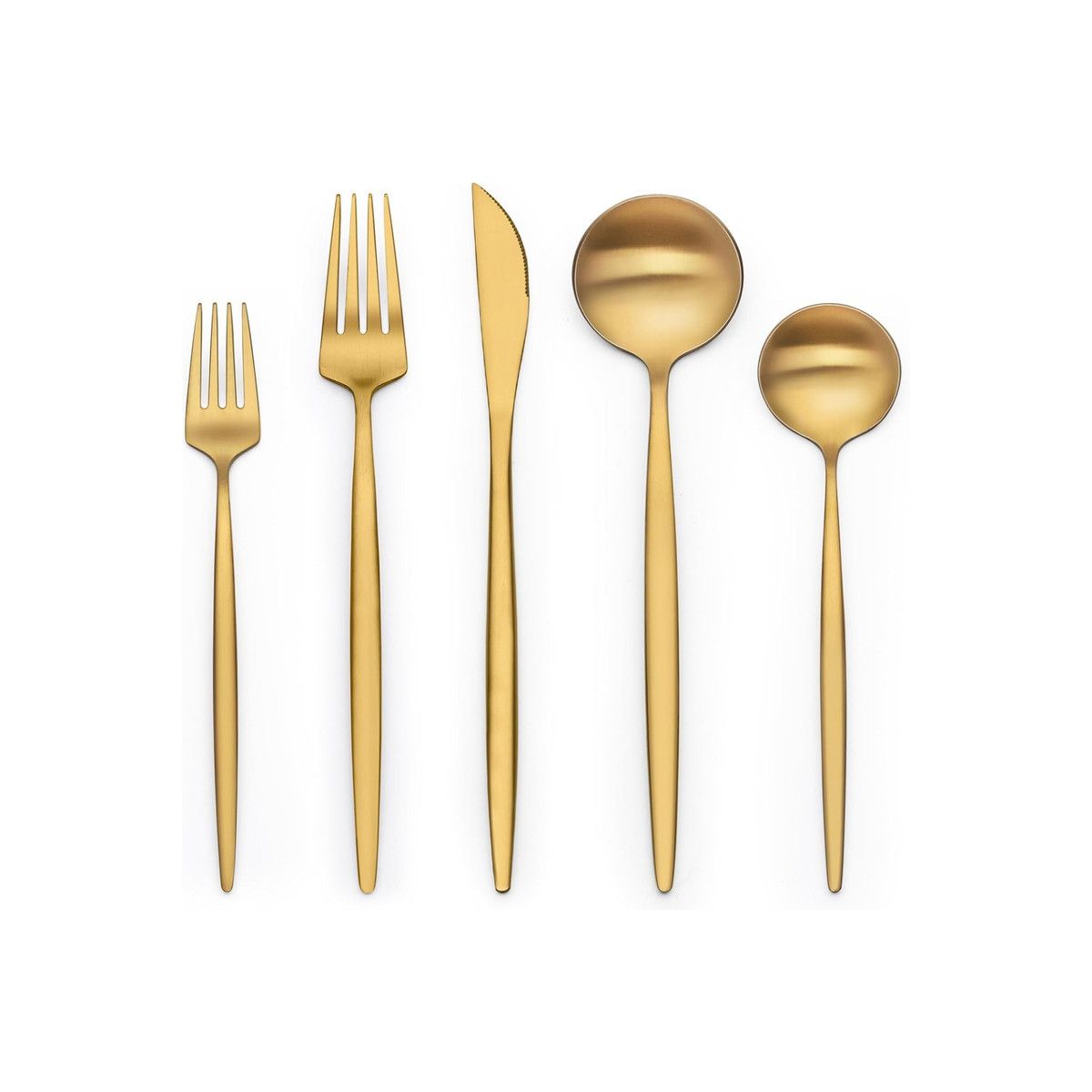 BRINJOY 40-Piece Gold Stainless Steel Silverware Set - Satin Finish Cutlery Set for 8, Non-Tarnish Design