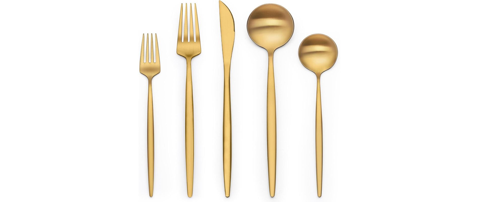 BRINJOY 40-Piece Gold Stainless Steel Silverware Set - Satin Finish Cutlery Set for 8, Non-Tarnish Design