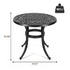 WhizMax 30.25" Round Cast Aluminum Patio Bistro Table, Bistro Table with Umbrella Hole, Outdoor Side Table for Porch, Backyard, Balcony, Black - 3 of 4