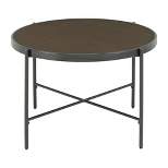 Carlo Round Coffee Table with Wooden Top Brown - Picket House Furnishings