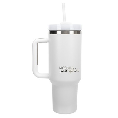 Elanze Designs Mornin' Pumpkin Fall Harvest Season 40 oz. Stainless Steel, Large Water Bottle Coffee Mug, Spill & Leak Resistant, Thermal Travel