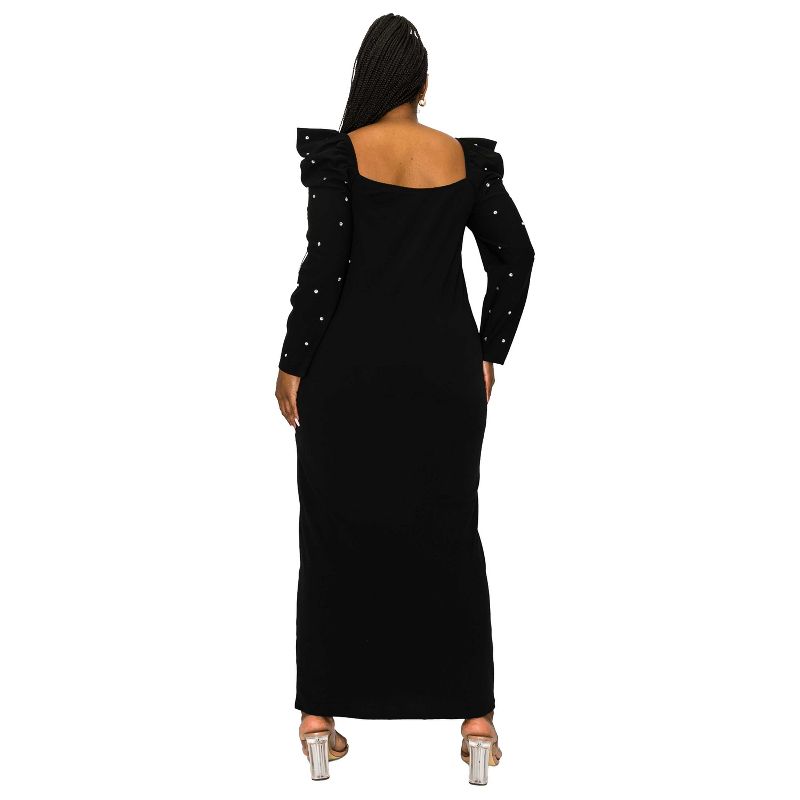 L I V D Women's Evangeline Rhinestone Sleeve Dress, 3 of 4