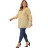 Agnes Orinda Women's Plus Size Chiffon 3/4 Sleeve Round Neck Floral Tie Neck Blouses - 3 of 4