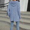 Women Pullover Cozy Hooded Knit Sweater Long Sleeve Front Button Top - 3 of 3