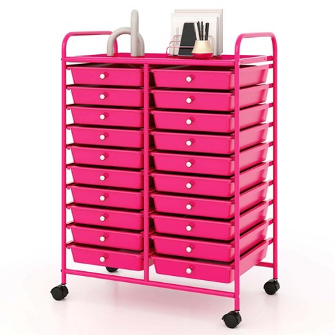 Costway 20 Drawers Rolling Cart Storage Scrapbook Paper Studio Organizer Bins Clear Multicolor/Black/White/Grey/Macaron/Pink Gradient/Mutli Color/Hot Pink/Orange/Purple/White - image 1 of 4