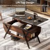 Bestier Lift-Top Coffee Table with Storage Shelf, 41” LED Lift Tabletop Dining Table for Living Room, Sofa Side Table Modern Center Table, Walnut - 3 of 4