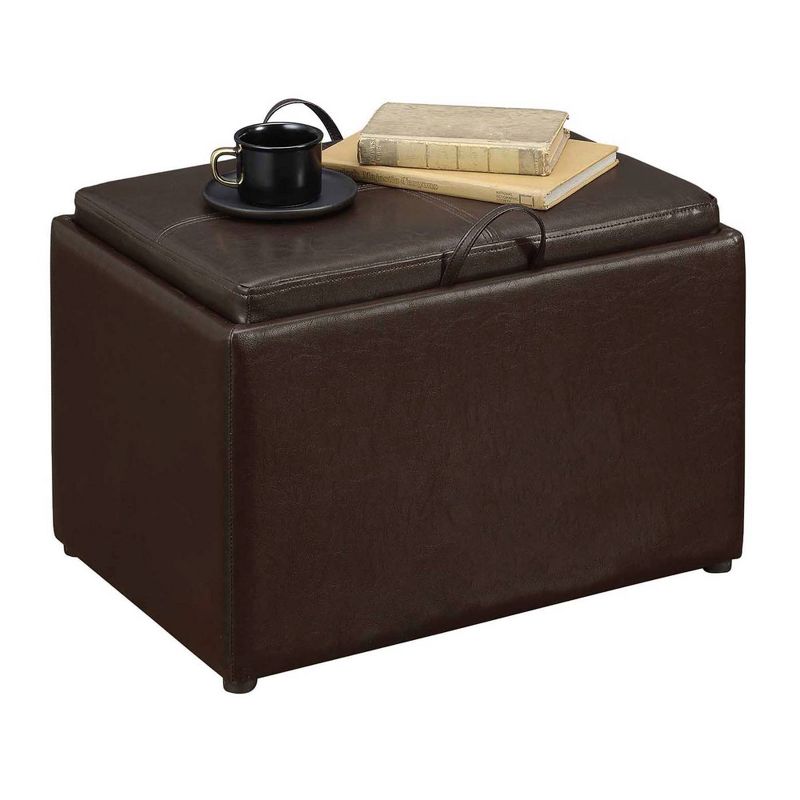 Breighton Home Luxe Comfort Storage Ottoman with Reversible Tray Top Lid, 6 of 11