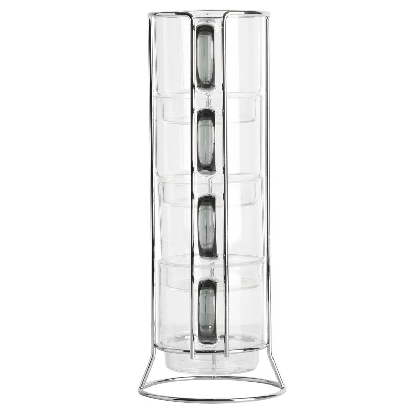 Gibson Soho Lounge 4 Piece 16 Ounce Stackable Glass Mugs With Metal Rack, 2 of 7