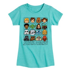 Girls' - Star Wars - Yoda and Friends Face Grid Fitted Short Sleeve Graphic T-Shirt - 1 of 4