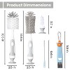 5-in-1 Baby Bottle Cleaner Set, Including Nylon & Silicone Bottle Brush, Cap, Straw & Nipple Brushes, BPA-Free (Grey) - 3 of 4