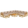 vidaXL Patio Furniture Set - 11 Piece Solid Acacia Wood Lounge Set with Coffee Table - Taupe Cushions - 3 of 4