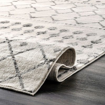 Handmade Geometric Gray Square Area Rug, Stain-Resistant Synthetic