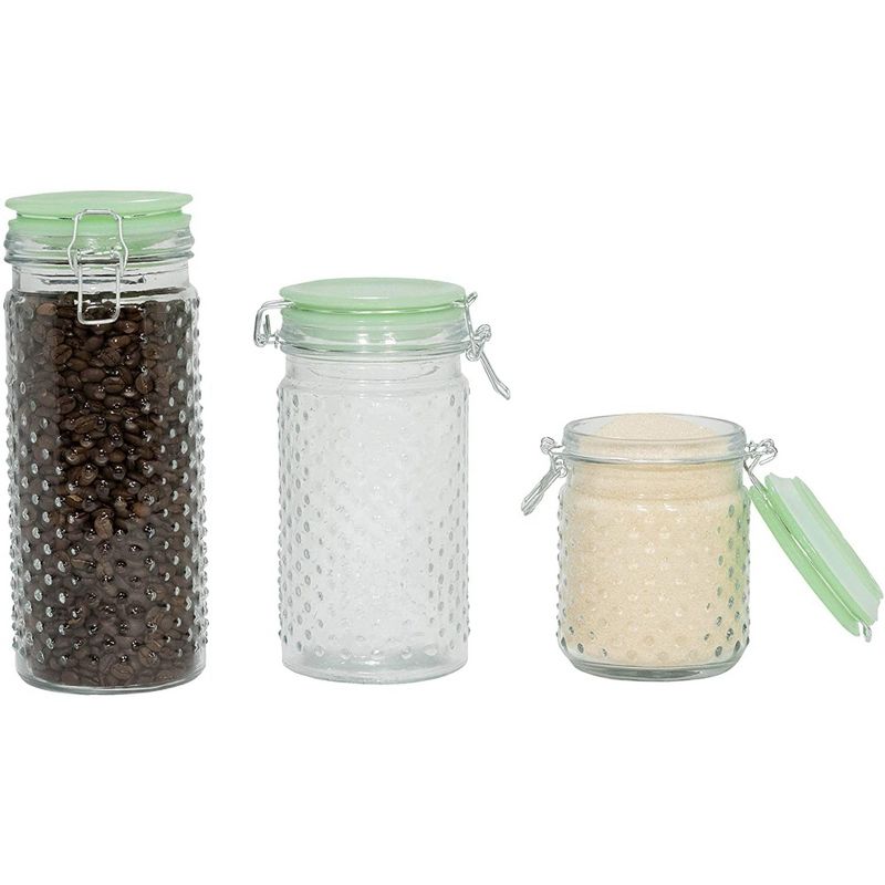 Amici Home Emma Jade Hobnail Glass Jar, Set of 2 Sizes, Hermetic Airtight Lid For Store Dry Goods, Flour, Pasta, or Snack,24 & 36 Ounce, 5 of 6