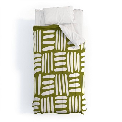 Twin/Twin Extra Long Summer Sun Home Art Boho Cotton Comforter Set Green - Deny Designs