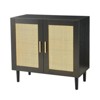 Homy Casa Storage Cabinet with Rattan Doors and Wooden Legs, Black - 2 of 4