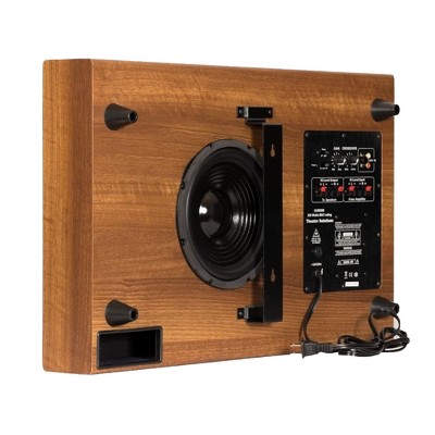 Theater Solutions by Goldwood Surround Sound Powered Active 250 Watt 8 Inch Slim Home Theater Subwoofer with Optional Stand and Wall Mounts, Mahogany