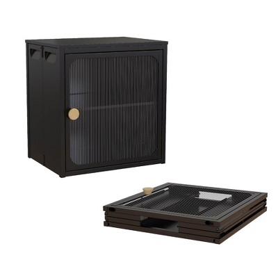 COMHOMA Foldable Storage Cabinet with Door, Steel & Wood Organizer, Space Saving Closet, Easy to Assemble