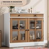 35.4 in Sideboard Buffet Cabinets w/ Glass Door, Buffet Cabinet w/ Storage, White&Brown Sideboard Cabinet w/ Drawer, Modern Buffets & Sideboards - 4 of 4