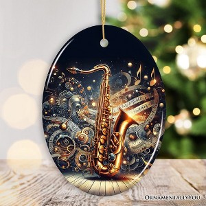 Enchanting Melodic of an Elegant Saxophone Ceramic Ornament, Saxophonist Musician Gift|  OrnamentallyYou - 1 of 4