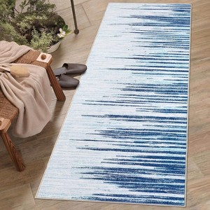 Washable Modern Rug, Low Pile, Non-Slip, Stain Resistant Striped Bohemian Carpet for Living Room Bedroom Dining Office - 1 of 4