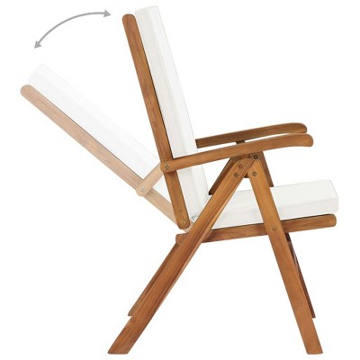 Teak Wood Reclining Patio Chairs with White Cushions
