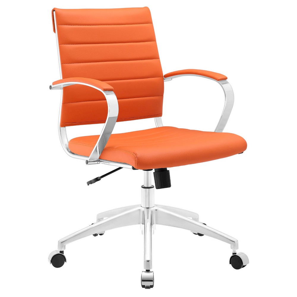 Photos - Computer Chair Modway Jive Midback Office Chair Orange - : Ribbed Vinyl Back, Padded Seat, Chrome-Plated Base 
